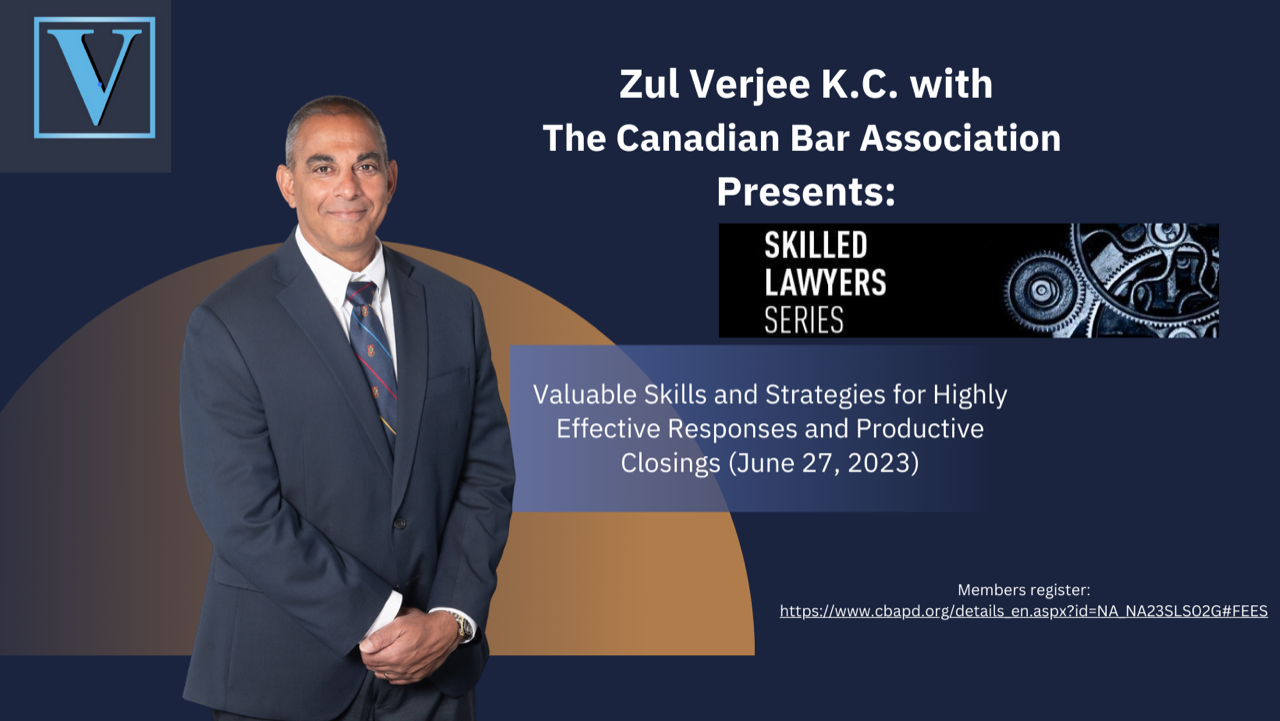 Zul Verjee K.C. presents across Canada in Skilled Lawyer Series with the Canadian Bar Association